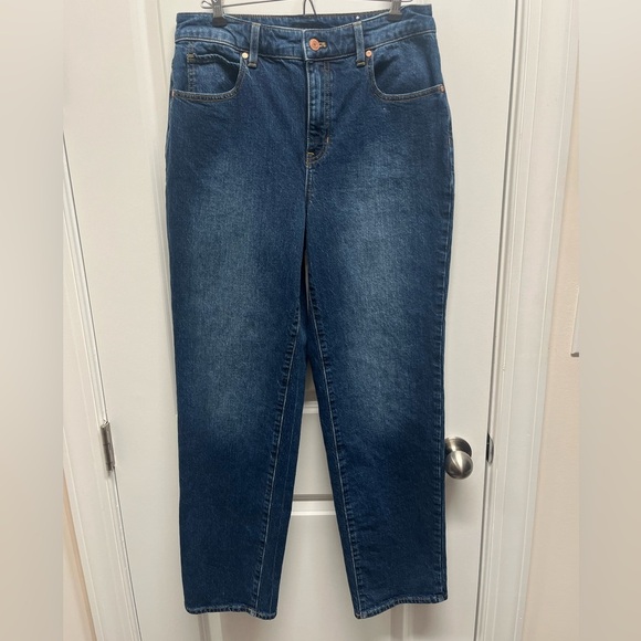 Talbots Denim - Talbots High Waist Straight Relaxed Jeans Womens 6 Michele Blue Medium Wash